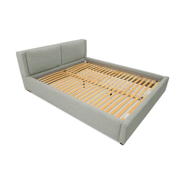 Pelēka polsterēta divvietīga gulta ar redelēm 140x200 cm Dreamer – Scandic-image-4