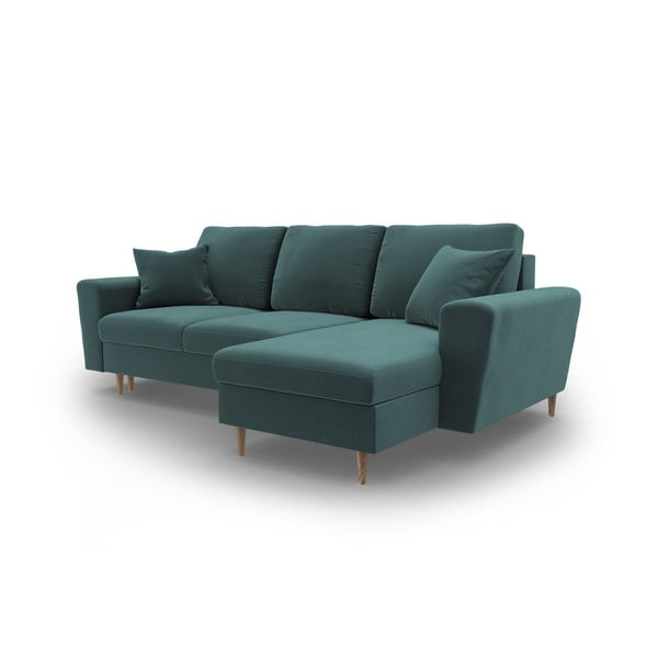 Zaļganzils samta salokāms stūra dīvāns ar uzglabāšanas vietu Kyoto – Cosmopolitan Design-image-4