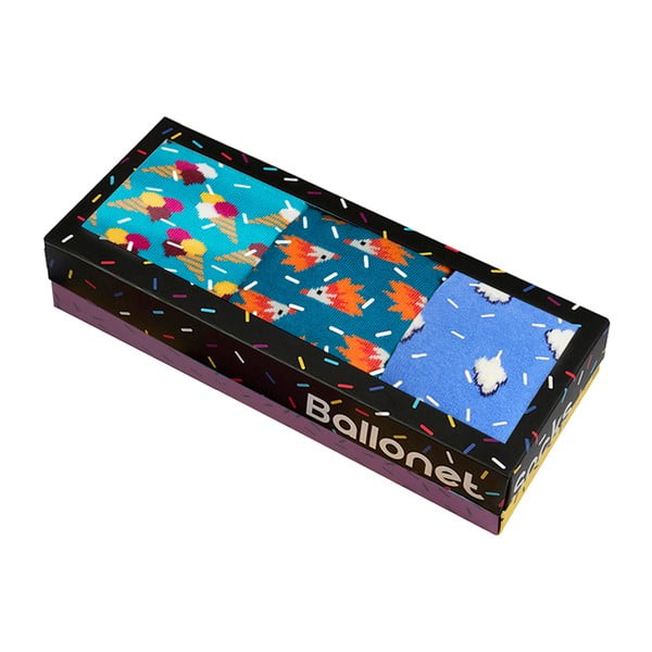 3 pāru zeķu komplekts Ballonet Socks Novelty Blue dāvanu kastītē, 36-40 izmērs-image-1