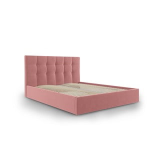 Rozā samta divguļamā gulta Mazzini Beds Nerin, 160 x 200 cm