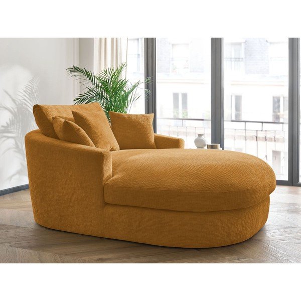 Dzeltens atpūtas krēsls no šenila auduma Belem – Bobochic Paris-image-1