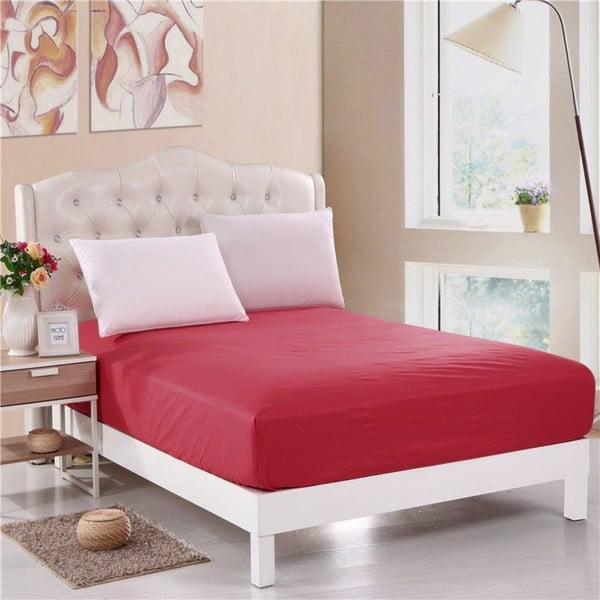 Sarkana neelastīga vienvietīga gultas pārklājs Purreo Muneco, 100 x 200 cm