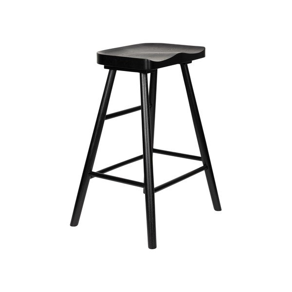 Melna ozola masīvkoka bāra taburete (sēdekļa augstums 65,5 cm) Vander – White Label-image-2