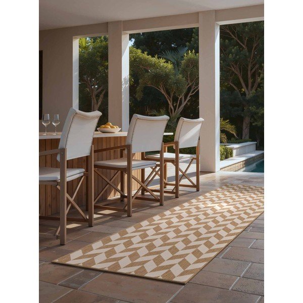 Krēmkrāsas/dabīga toņa iekštelpu un āra celiņa paklājs 80x200 cm Haringey Terrick – Ted Baker-image-1