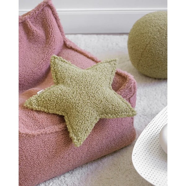 Zaļš bērnu dīvāna spilvens no buklē auduma Star – Wigiwama-image-2