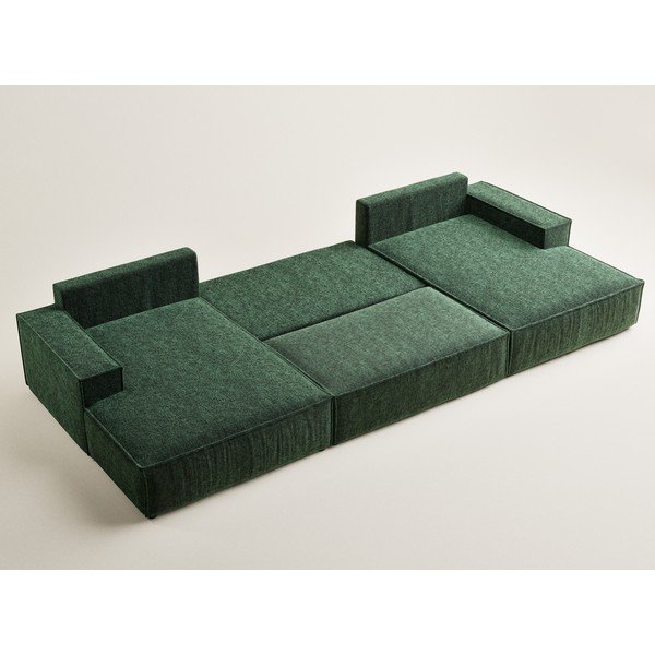 Tumši zaļš salokāms (U veida) stūra dīvāns no šenila auduma ar uzglabāšanas vietu Kyoto – Maison de Rêve-image-3