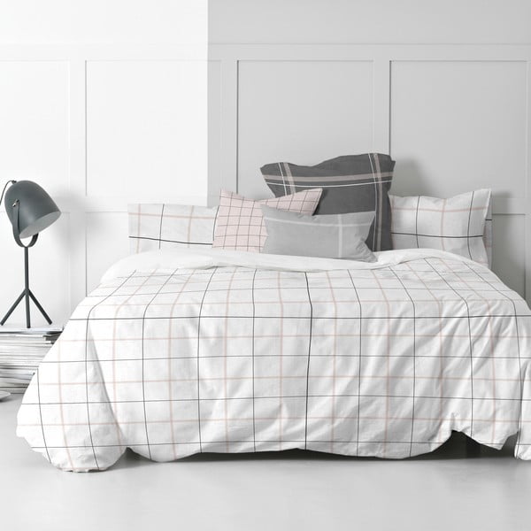 Kokvilnas segas pārvalks Blanc Tartan, 200 x 200 cm-image-1