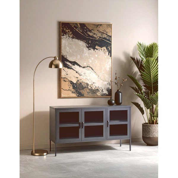 Pelēka tērauda vitrīna 140x80x45 cm Acier – Premier Housewares-image-1