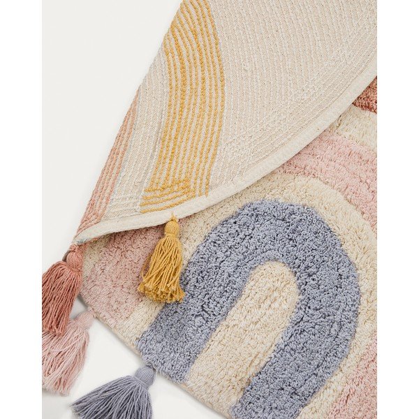 Ziloņkaula krāsas mazgājams/ar rokām darināts kokvilnas bērnu paklājs ø100 cm Tadea – Kave Home-image-3