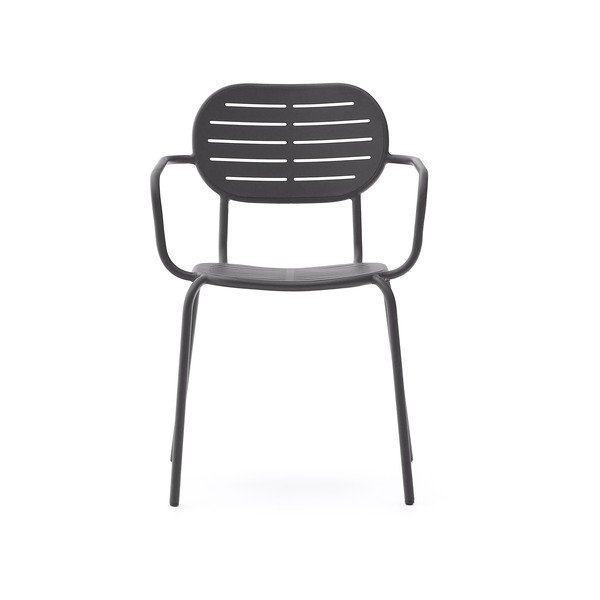 Tumši pelēks metāla dārza krēsls Brai – Kave Home-image-2