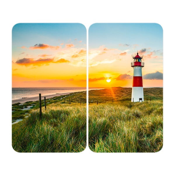 Aizsargplāksnes plītij no rūdīta stikla (2 gab.) 52x30 cm Lighthouse – Maximex