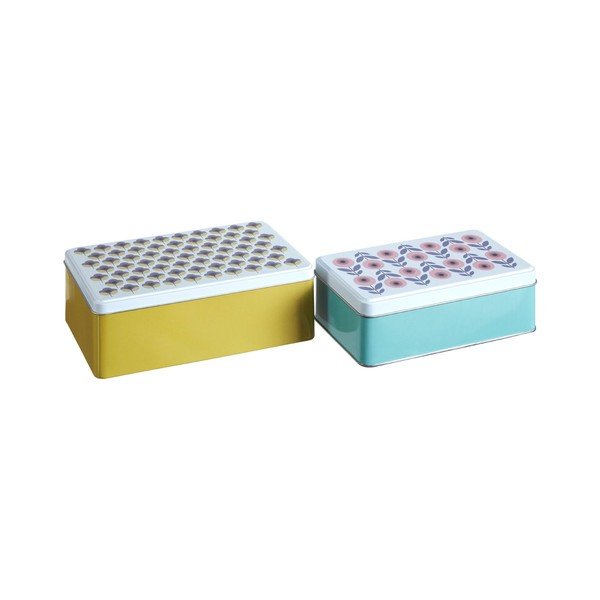 Metāla uzglabāšanas kastes ar vāku (2 gab.) Joni – Premier Housewares-image-1