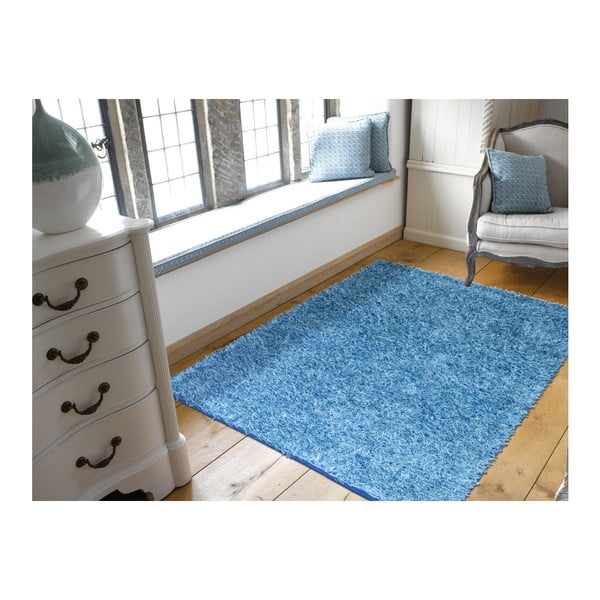 Zils paklājs Webtappeti Shaggy, 75 x 155 cm