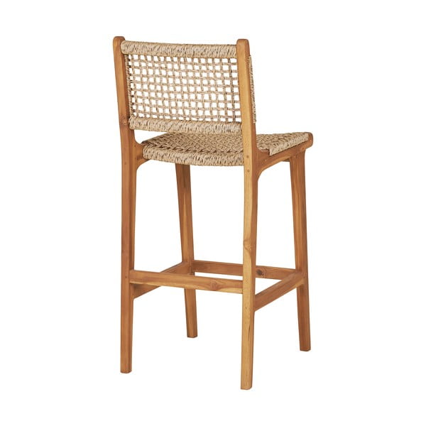 Dabīga toņa tīkkoka masīvkoka bāra krēsls (sēdekļa augstums 60 cm) Derby – House Nordic-image-2