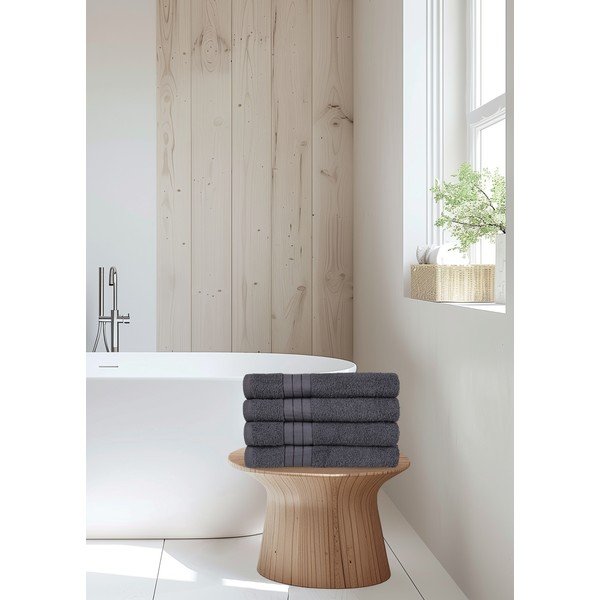 Antracīta pelēki frotē kokvilnas dvieļi (4 gab.) 50x100 cm – Good Morning-image-4