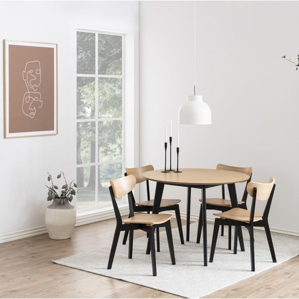 Melns/dabīga toņa pusdienu krēsls ar ozolkoka imitāciju Roxby – Actona-image-1