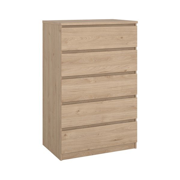 Dabīga toņa kumode ar ozolkoka imitāciju 77x121x50 cm Naia – Tvilum