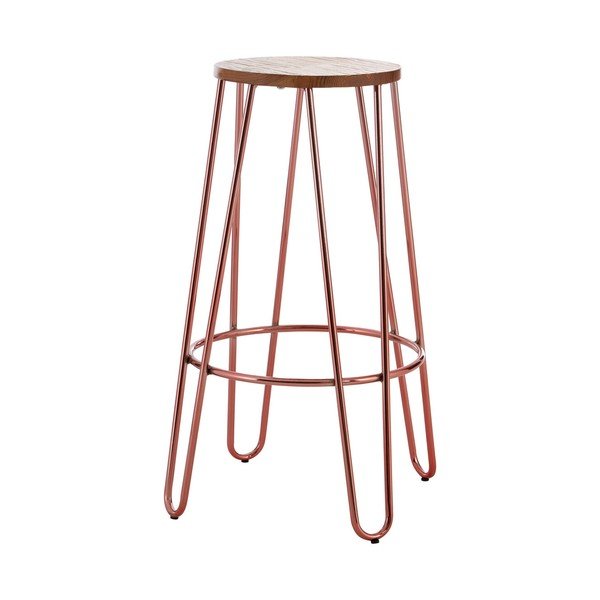 Dabīga toņa/rozā zelta krāsas gobas masīvkoka bāra taburete (sēdekļa augstums 75 cm) District – Premier Housewares