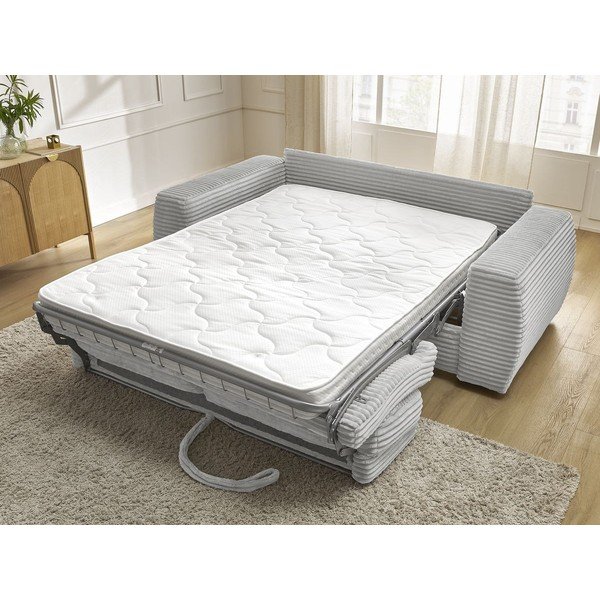 Gaiši pelēks velveta salokāms dīvāns 220 cm Hugo – Bobochic Paris-image-1