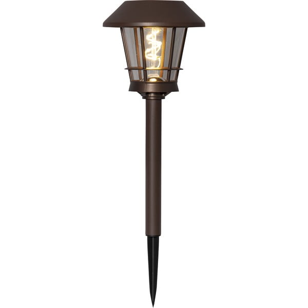 Brūna āra LED lampa ar saules baterijām Star Trading Fergus, augstums 35 cm