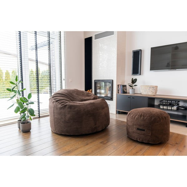 Krēmkrāsas pufs no buklē auduma Om 60 – SLOWDOWN-image-1