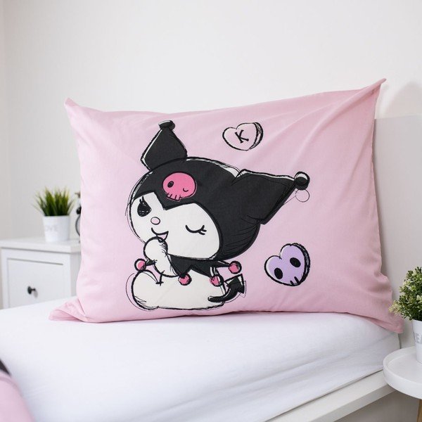 Rozā vienguļamā kokvilnas bērnu gultas veļa 140x200 cm Hello Kitty "Kuromi" – Jerry Fabrics-image-3