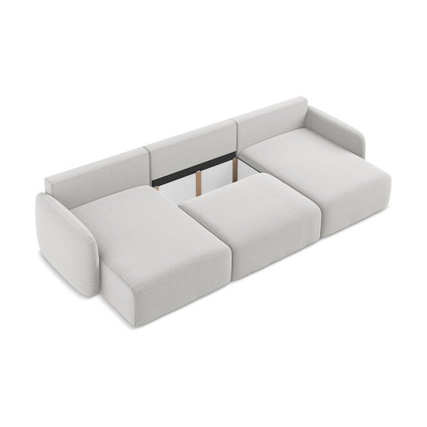 Gaiši pelēks samta salokāms (U veida) stūra dīvāns ar uzglabāšanas vietu Kalena – Makamii-image-4