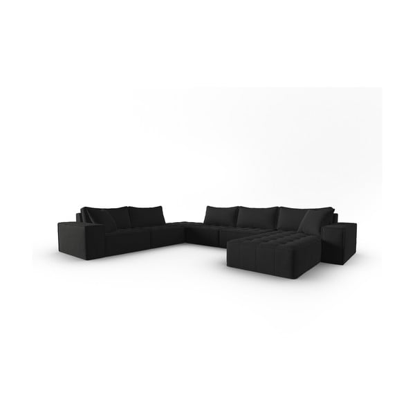 Melns stūra dīvāns (ar kreiso stūri/U veida) Mike – Micadoni Home
