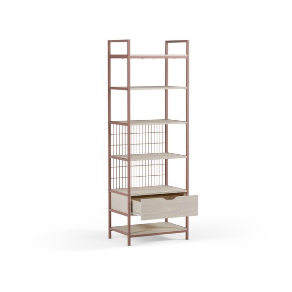Terakotas oranžs tērauda grāmatplaukts 60x179,5x40 cm Amara – Marckeric-image-4