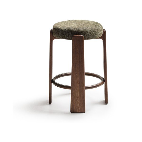 Zaļa/tumša dabīga toņa oša masīvkoka bāra taburete (sēdekļa augstums 75 cm) Granite – Kave Home-image-2