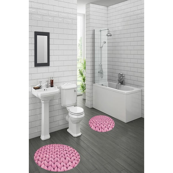 Rozā vannas istabas paklājiņi (2 gab.) ø 60 cm – Mila Home