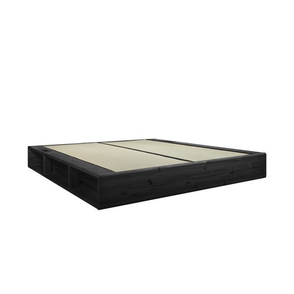 Melna masīvkoka divguļamā gulta ar melnu dubulto lateksa futonu un tatami Karup Design Ziggy, 160 x 200 cm-image-4