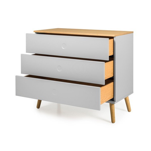 Pelēka kumode ar ozolkoka kājām Tenzo Dot, 90 x 79 cm-image-2