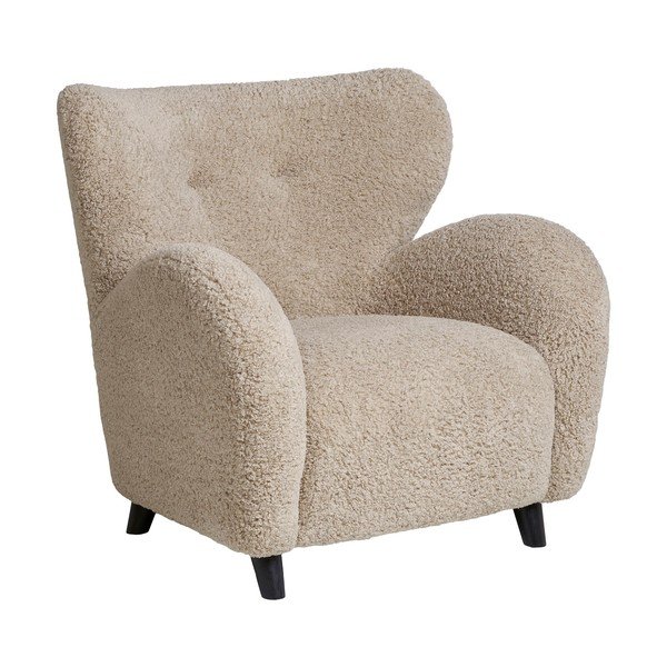 Bēšs atpūtas krēsls no buklē auduma Carlino – House Nordic