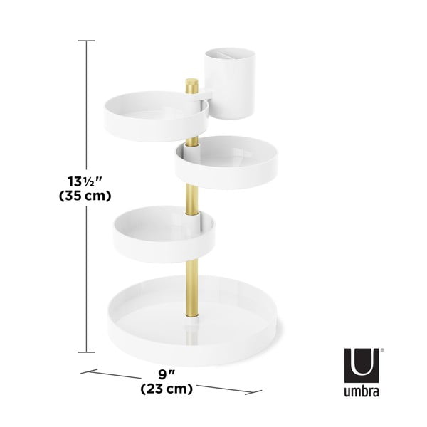 Balts plastmasas vannas istabas organizators kosmētikai Pirouette – Umbra-image-4