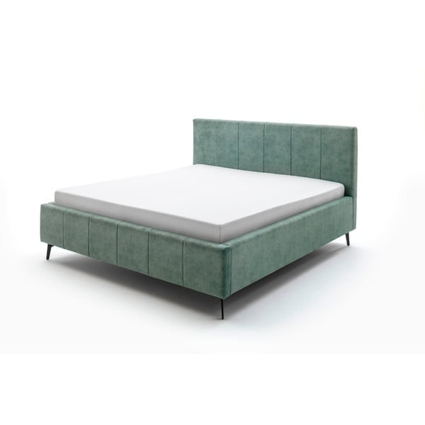 Zaļa divguļamā gulta ar režģi un veļas kasti Meise Möbel Lizzano, 160 x 200 cm