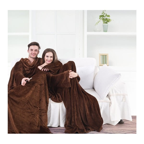 Brūna mikrošķiedras TV sega DecoKing Lazy, 180 x 150 cm-image-2