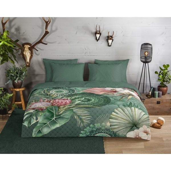 Zaļa flaneļa gultas veļa vienvietīgai gultai 140x200 cm – HIP-image-1