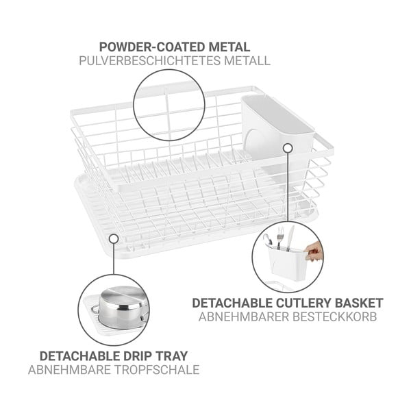 Balts metāla trauku žāvētājs 36x30 cm Drip – Wenko-image-4