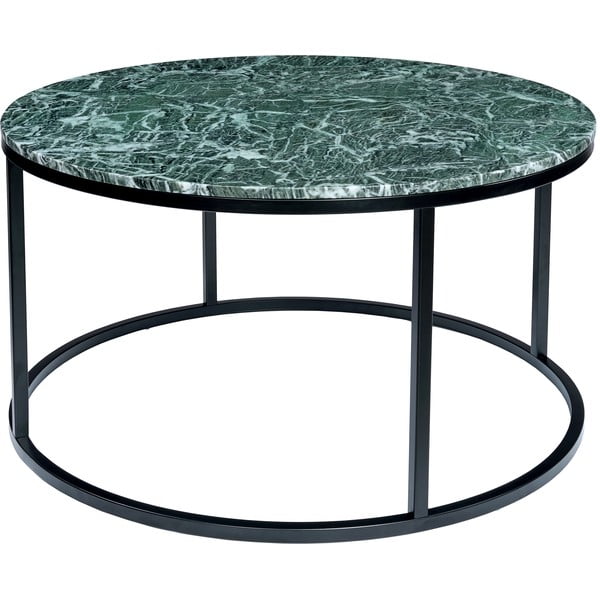 Tumši zaļš marmora kafijas galdiņš ar melnu pamatni RGE Accent, ⌀ 85 cm