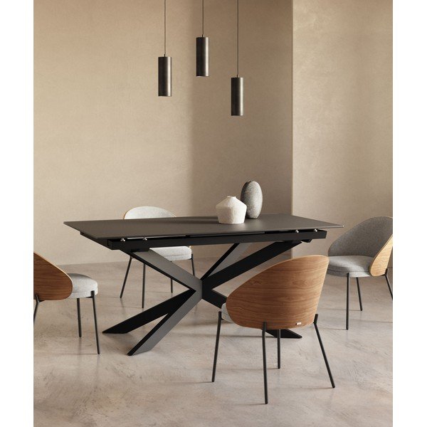 Izvelkams ēdamgalds ar papildu galda virsmu ar stikla galda virsmu 90x160 cm Atminda – Kave Home-image-1