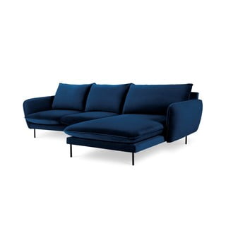 Zils samta stūra dīvāns Cosmopolitan Design Vīne, labais stūris