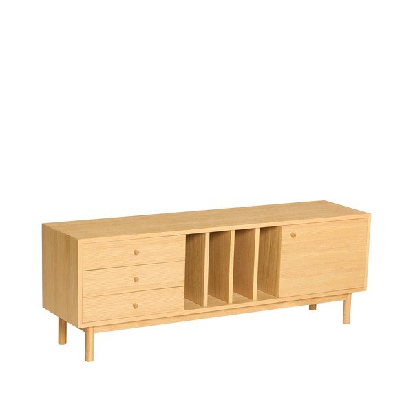 Dabīga toņa kumode ar ozolkoka imitāciju 140x50x37 cm Nobby – Hübsch