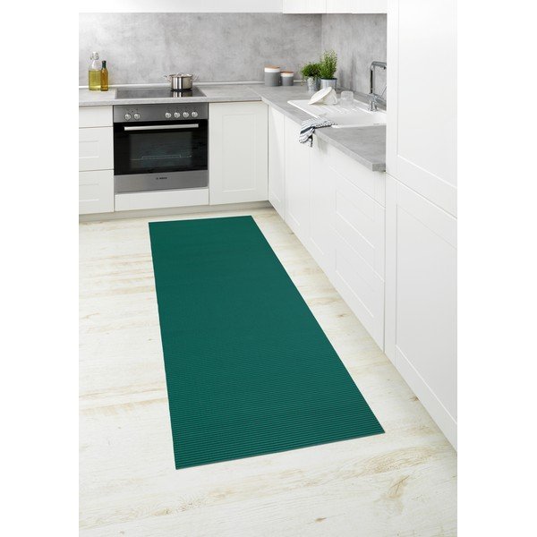 Tumši zaļš plastmasas vannas istabas paklājs 65x200 cm Petrol – Wenko-image-3