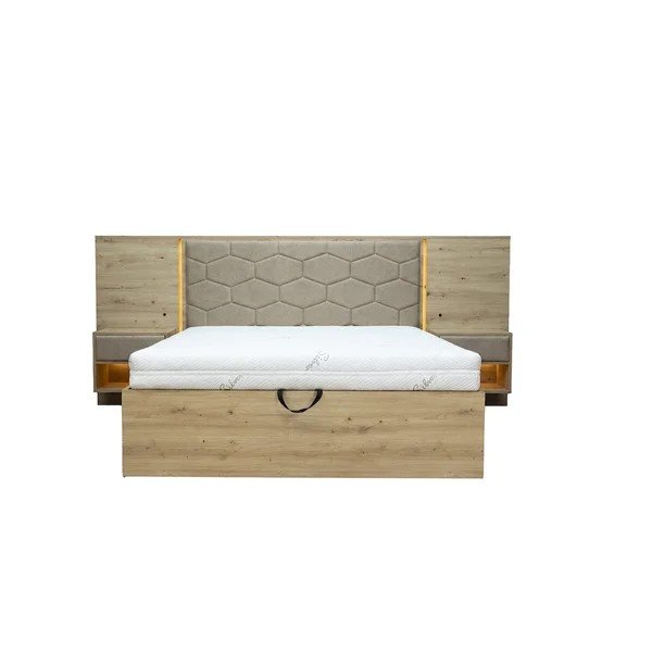 Pelēkbrūna polsterēta/no skaidu plāksnēm divvietīga gulta ar veļas kasti ar redelēm 160x200 cm Palmeraie – Bobochic Paris