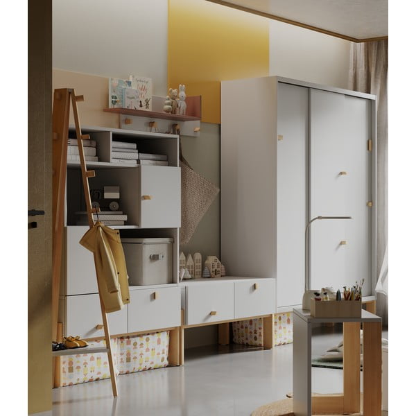 Gaiši pelēka zema bērnu kumode 100x50 cm Cube – Pinio-image-1