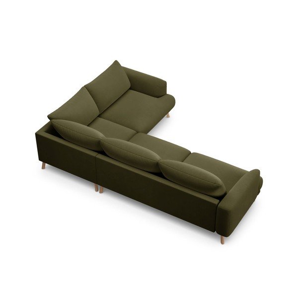 Zaļš samta stūra dīvāns (ar labo stūri/L veida) Naomi – Micadoni -image-3