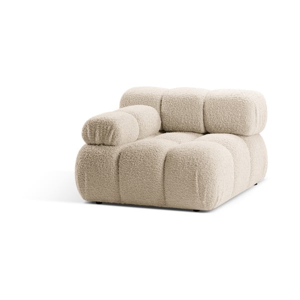 Bēša modulārā dīvāna daļa no buklē auduma (ar kreiso stūri) Bellis – Micadoni Home-image-3
