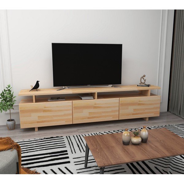 Dabīga toņa TV galdiņš no priedes koka 174x52 cm Natural – Kalune Design-image-3