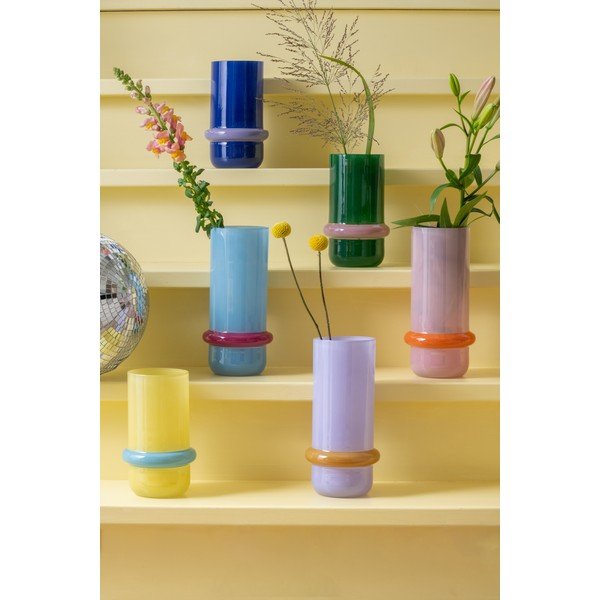 Gaiši zila stikla vāze (augstums 28 cm) Animado Anillo – PT LIVING-image-1